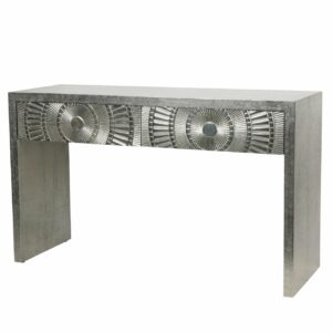 Silver Embossed Metal Console