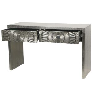 Silver Embossed Metal Console