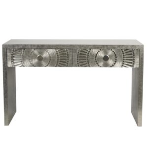 Silver Embossed Metal Console