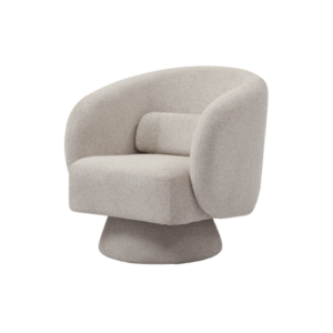 Experience ultimate comfort and style with our Rachel Armchair, crafted with a warm and durable boucle fabric cover. Its compact, curved design makes it a stylish addition to any modern living space.