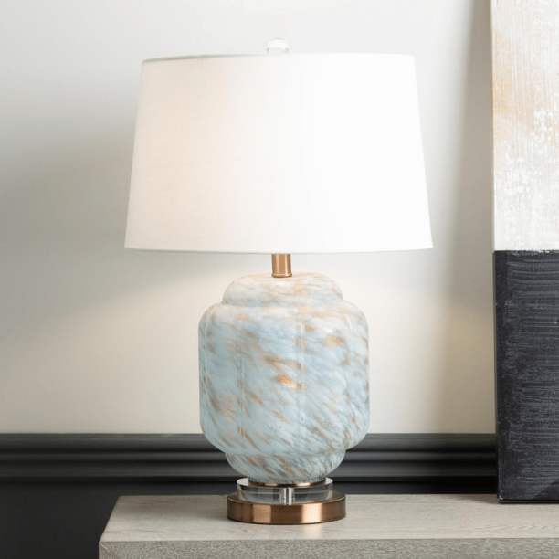 Light Blue Speckled Table Lamp