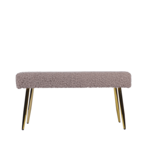 Beige Boucle Bench With Gold Legs