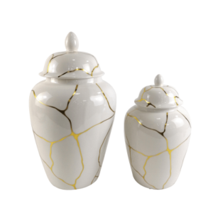 White And Gold Ginger Jar