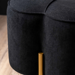 Black Velvet Clover Stool With Gold Legs - Image 3