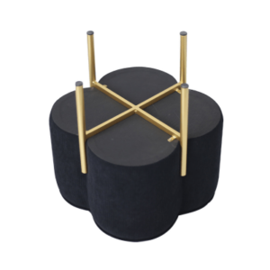 Black Velvet Clover Stool With Gold Legs - Image 5