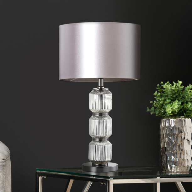 Chrome Pleated Glass Table Lamp