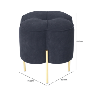 Black Velvet Clover Stool With Gold Legs - Image 7