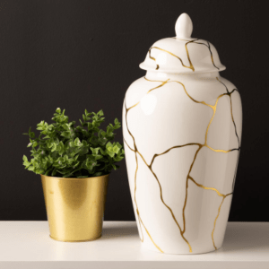 White And Gold Ginger Jar