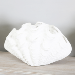 A 48cm white shell ornament, elegantly designed with intricate details, perfect for adding a touch of coastal charm to any room.