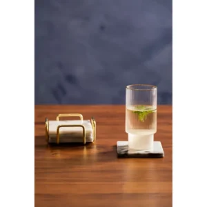 White Marble And Brass Coasters - Image 4