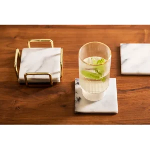 White Marble And Brass Coasters - Image 9