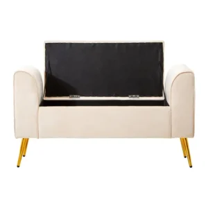 Lorna Cream Velvet Storage Bench - Image 3