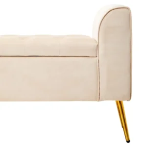 Lorna Cream Velvet Storage Bench - Image 6