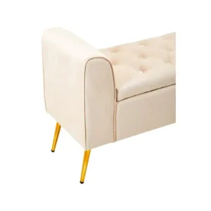 Lorna Cream Velvet Storage Bench - Image 7