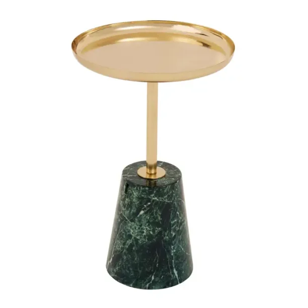 green marble side table with gold