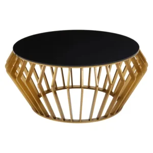 Black And Gold Round Coffee Table - Image 2