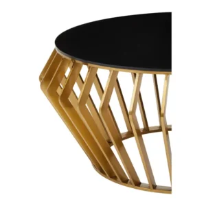 Black And Gold Round Coffee Table - Image 3