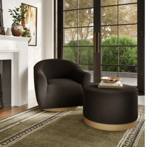 Olivia Swivel Chair in Black Boucle - Image 2