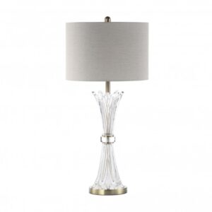 Crystal Table Lamp with Grey Linen Shade - Image 8