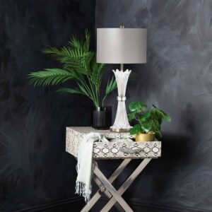 Crystal Table Lamp with Grey Linen Shade - Image 2