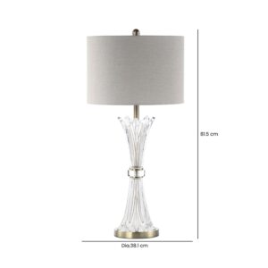 Crystal Table Lamp with Grey Linen Shade - Image 4