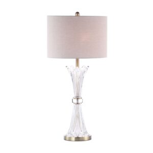 Crystal Table Lamp with Grey Linen Shade - Image 5