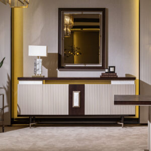 luxury cream and wooden sideboard