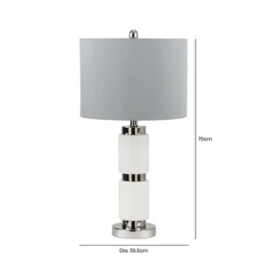 White Marble Table Lamp with Grey Shade - Image 6