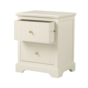 **Alt Text for Windsor 2-Drawer Bedside Cabinet:** "Modern Windsor 2-Drawer Bedside Cabinet in white with gold handles, featuring a sleek and elegant design, two spacious drawers, and durable construction. Ideal for adding a touch of luxury and providing practical storage in the bedroom."