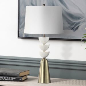 white and brass marble lamp