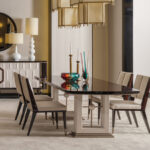 Sensatori Sideboard positioned in a modern dining room setting, paired with contemporary decor elements, showcasing its ability to blend luxury with practicality in a stylish home environment.