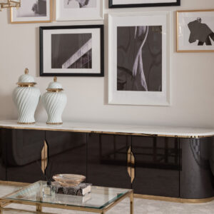 black and gold tv unit and storage