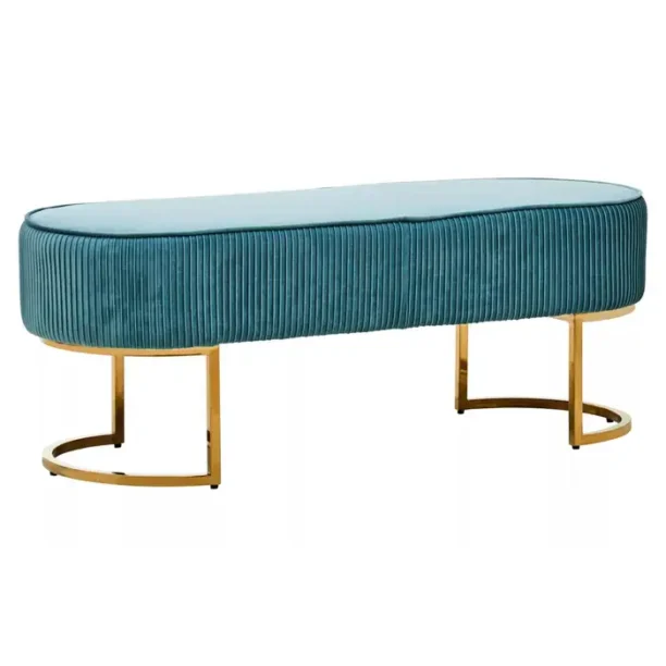 Empress Teal Velvet Ottoman Bench