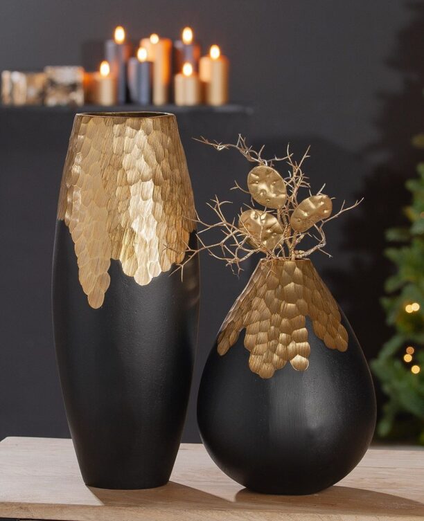 black and gold vase