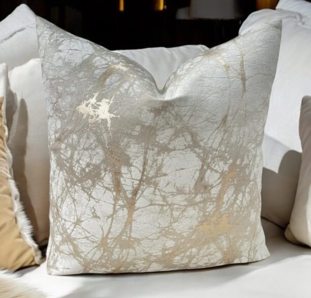 cream and gold marble cushion