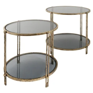 Rhianna Gold & Smoked Glass Side Tables - Image 3