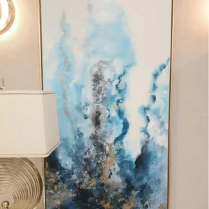 blue and gold wall art