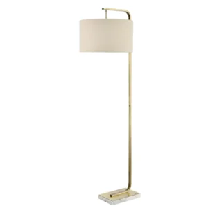 Enhance your space with the Evelina Marble & Gold Floor Lamp. Luxurious marble base, gold hardware, and chic design for a touch of elegance. Matching table lamp available.