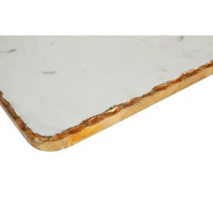 Enhance your kitchen with the Golden Edge Marble Chopping Board. Featuring a non-stick marble surface and hammered gold accents, it's perfect for chopping or serving