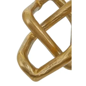 Add sophistication to your decor with the Arlo Intertwined Gold Sculpture. Featuring distressed gold aluminium links in a modern design, perfect for any space.