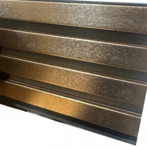 Wood-Effect Gold Slat Wall Panels – Stylish and Durable Metallic Finish for Modern Interiors.