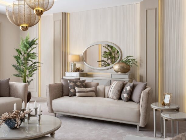 Luxurious Lusso sofa bespoke-made with an elegant cream wooden frame, featuring plush upholstery and refined craftsmanship, designed to elevate any sophisticated living space.