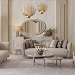 Luxurious Lusso sofa bespoke-made with an elegant cream wooden frame, featuring plush upholstery and refined craftsmanship, designed to elevate any sophisticated living space.