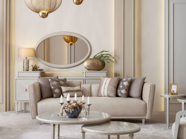 Luxurious Lusso sofa bespoke-made with an elegant cream wooden frame, featuring plush upholstery and refined craftsmanship, designed to elevate any sophisticated living space.