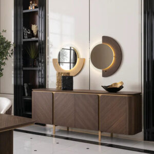 luxury wooden sideboard with gold legs