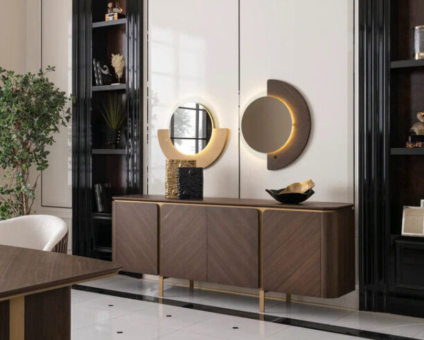 luxury wooden sideboard with gold legs