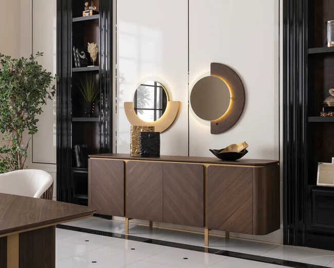 luxury wooden sideboard with gold legs