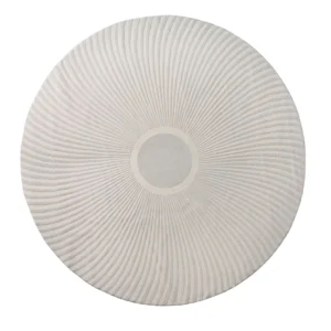 Round rug with a modern Solstice design, featuring soft polypropylene and shrink polyester material, in neutral tones with a 20mm pile height. Perfect for contemporary living spaces.