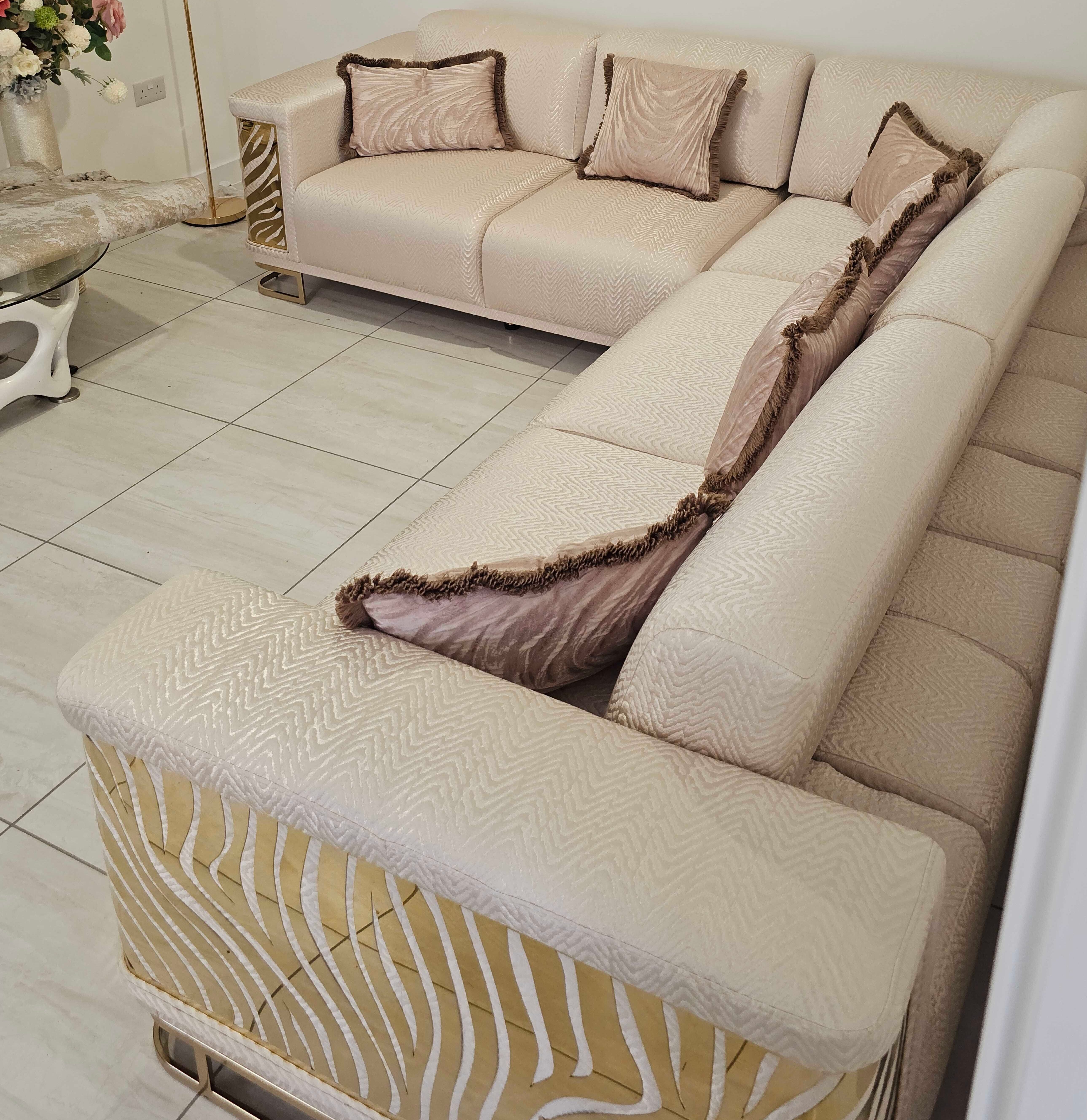 mirage cream and gold sofa