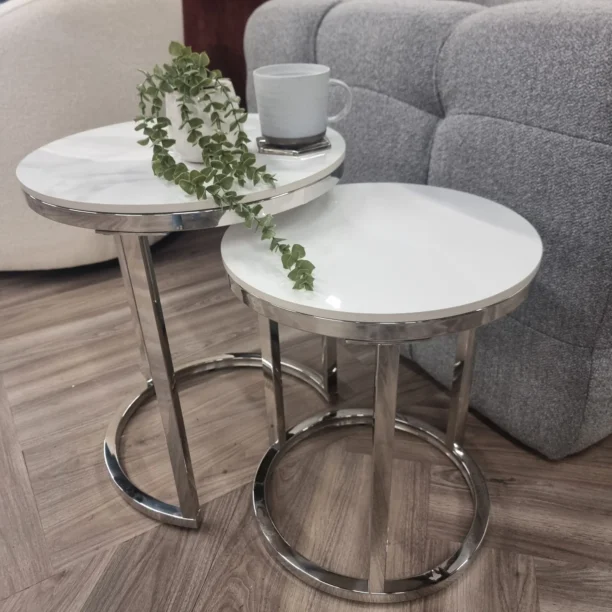 silver marble side tables